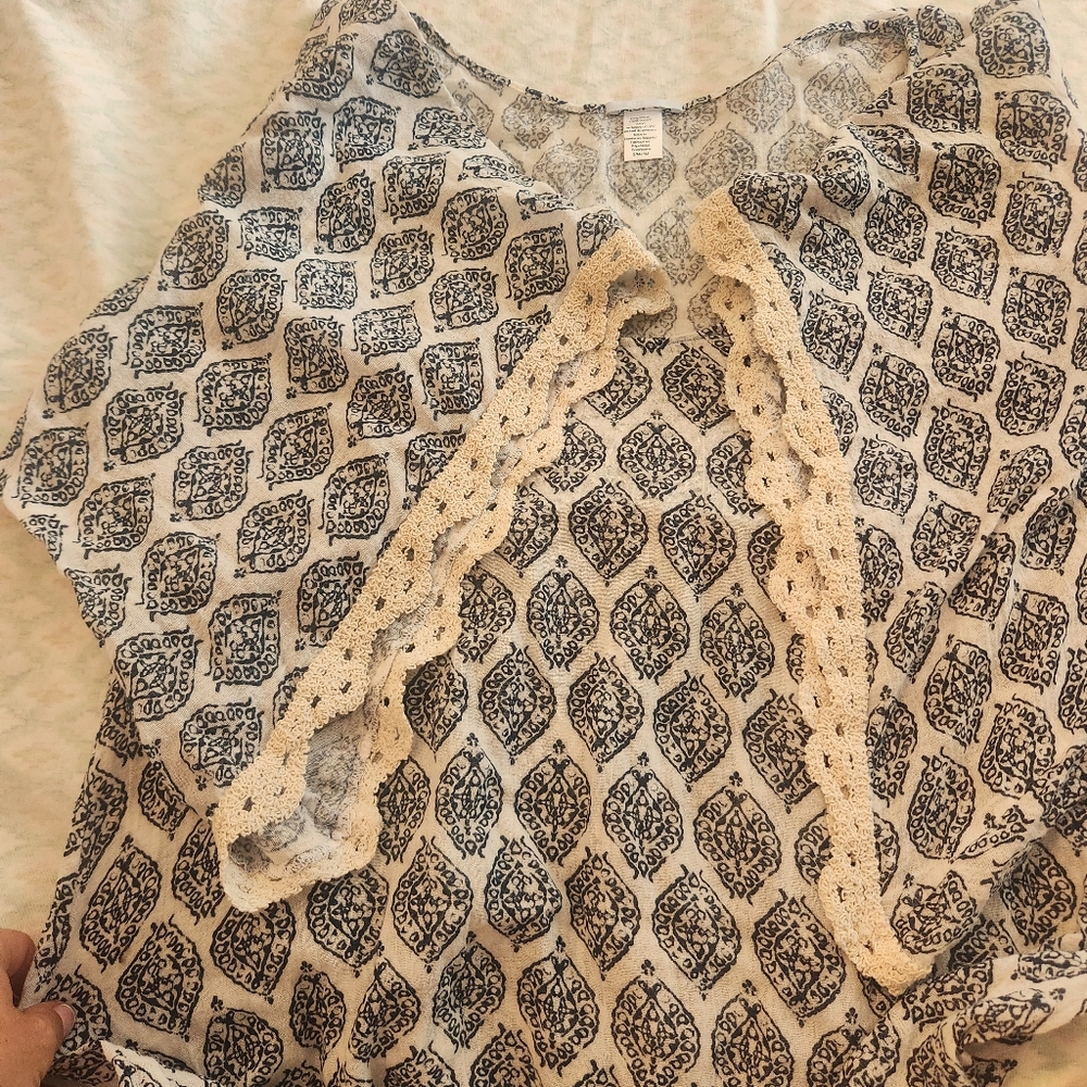 Eberjey Kaftan Tunic Cover Up Damask Print Bohoemian Mini Beach Dress S M - Picture 8 of 13